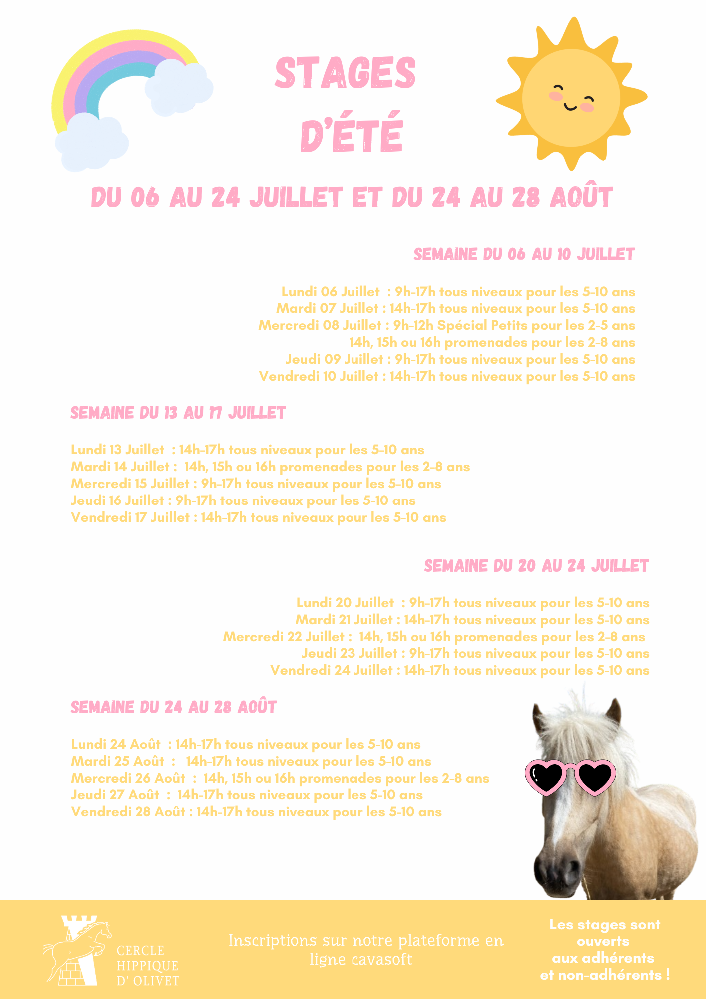 Stages d&rsquo;été Poneys été 2026